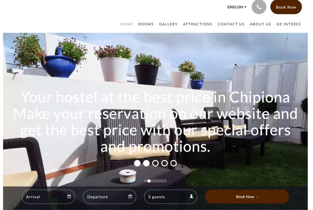 Image showing an example of a hotel website homepage